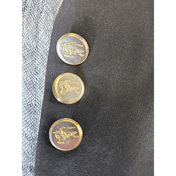 Burberrys Blazer Suit Mens 46 Black Super 100s Wool Gold Buttons Union Made USA - Picture 4 of 9